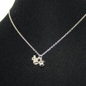 Silver soccer ball charm necklace